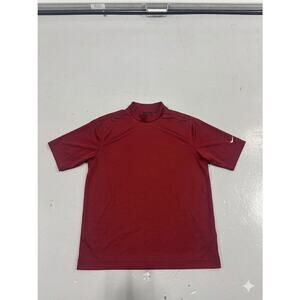 Nike Golf Dri-FIT Mock Neck Shirt Boys XL Maroon Red Short Sleeve Tiger Style‎